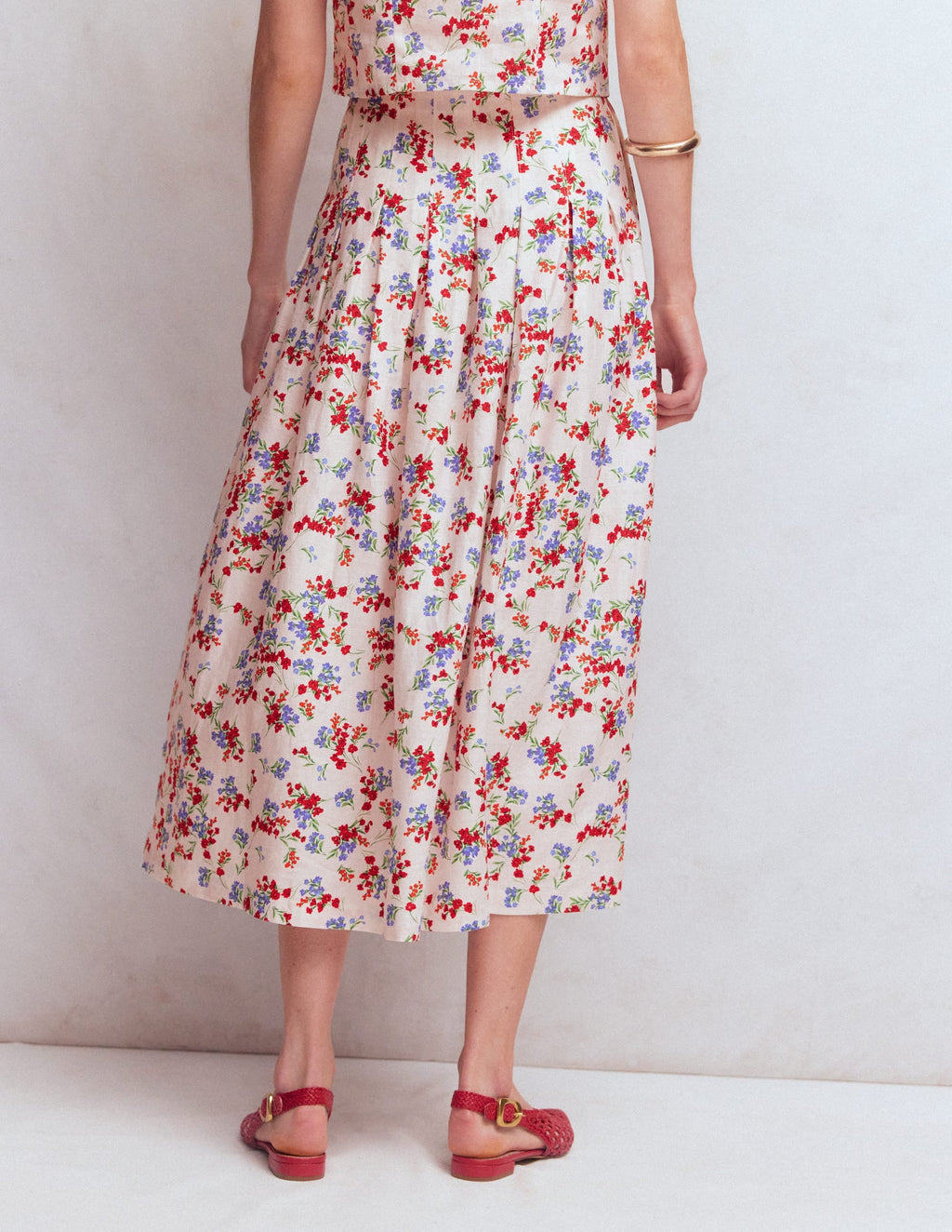 Valentina Linen Skirt-Ivory, Bloom Scatter