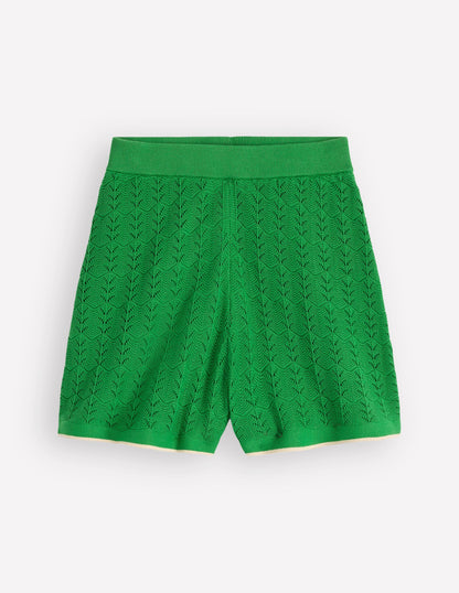 Knitted Pointelle Shorts-Lime Juice Green
