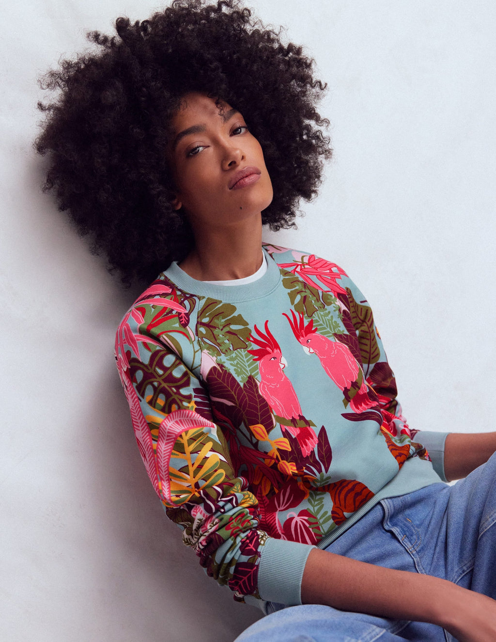 Emi Printed Sweatshirt-Tropical Safari Placement