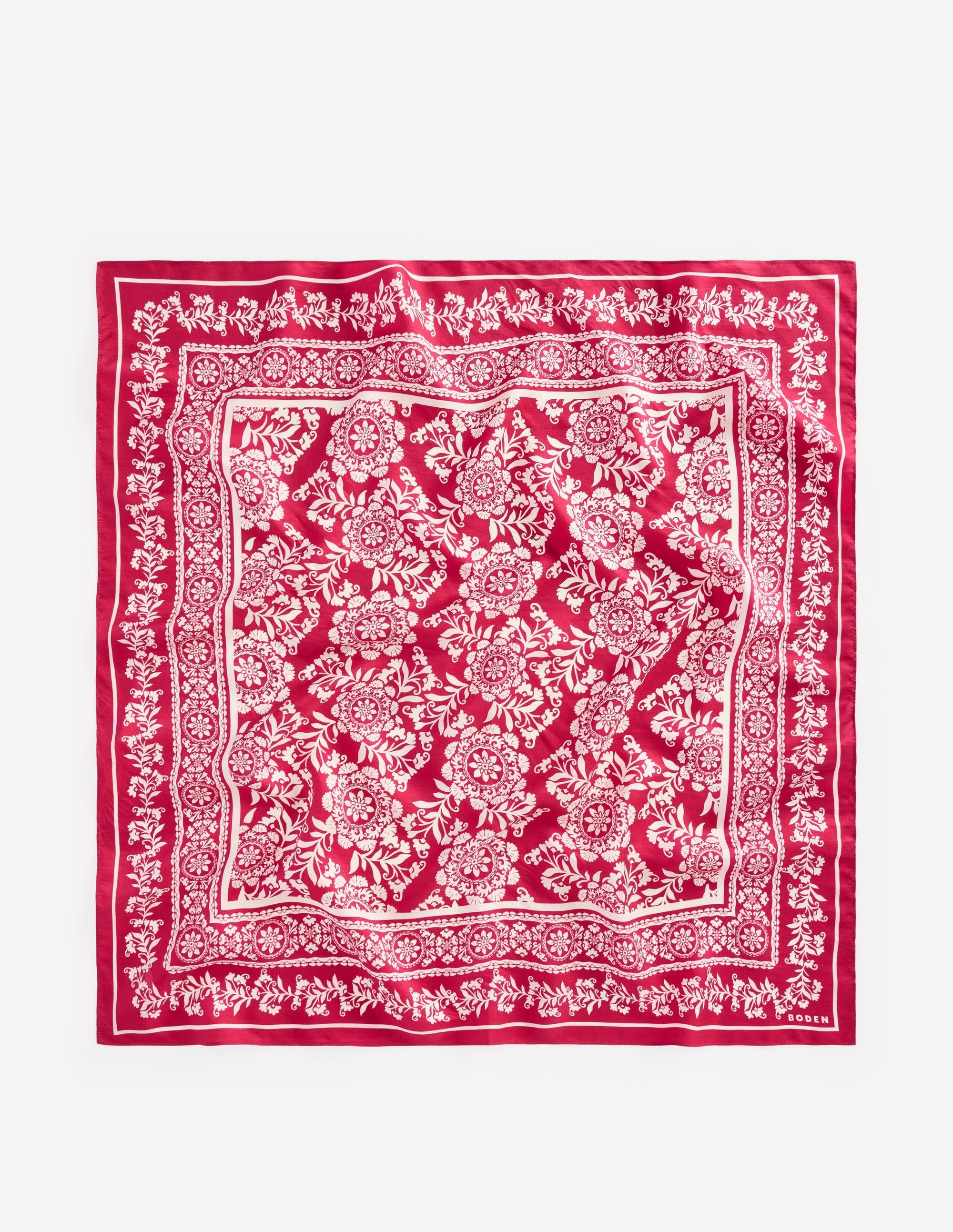 Elisabeth Silk Square Scarf-Red Decorative Blossom