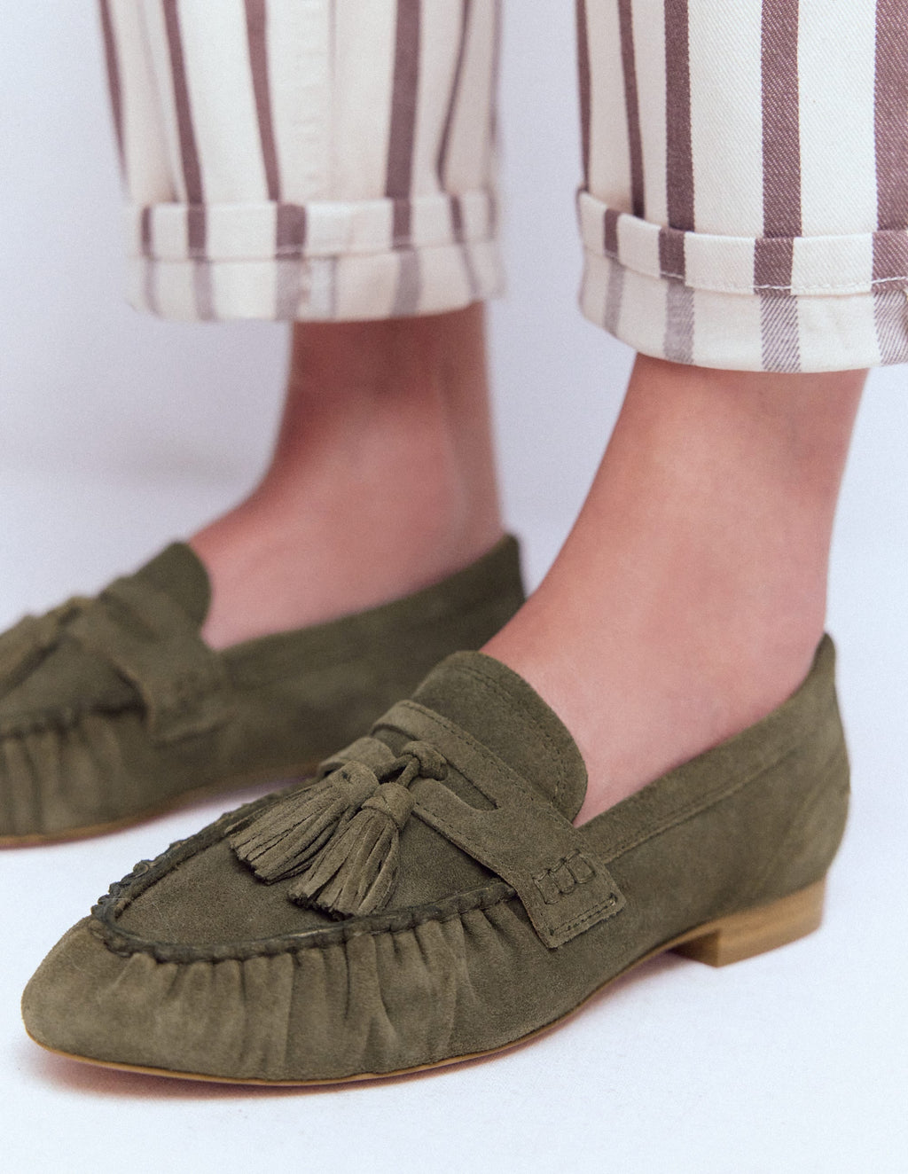Soft Ruched Loafers-Deep Olive