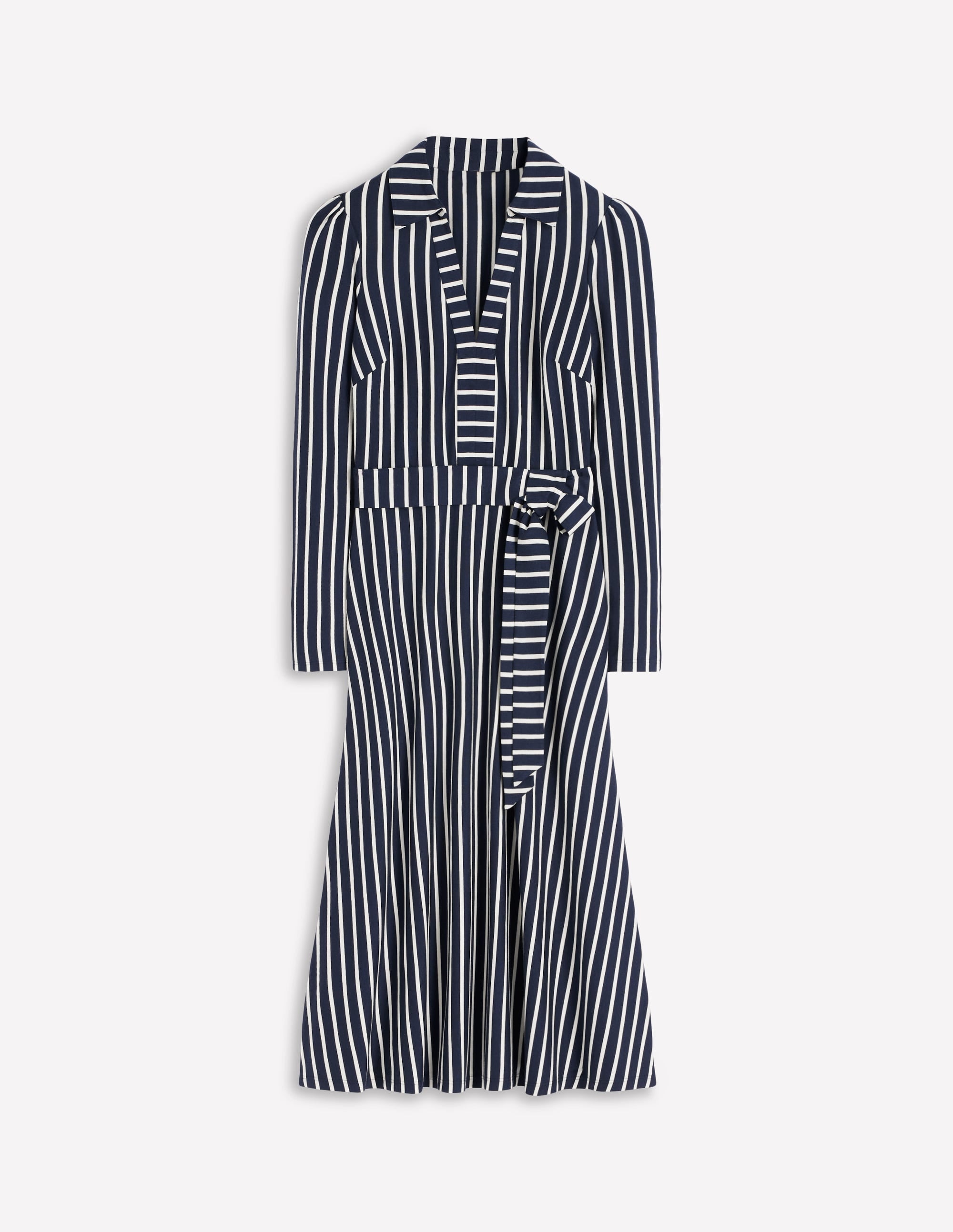 Imogen Collared Jersey Dress-French Navy and Ivory Stripe