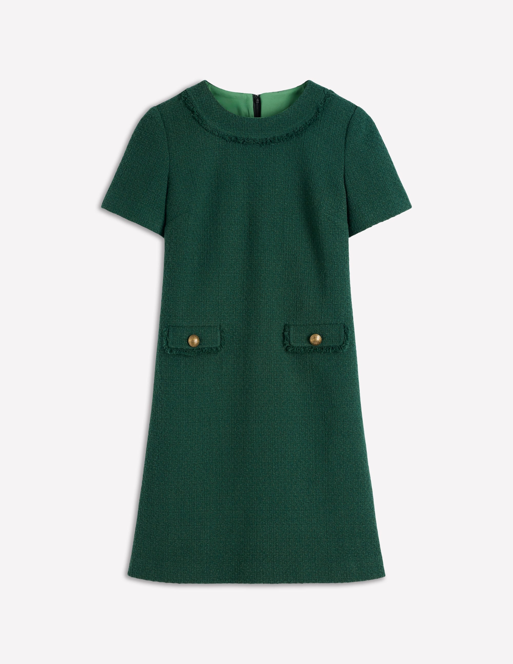 Evita Cotton Shift Dress-Dark Green