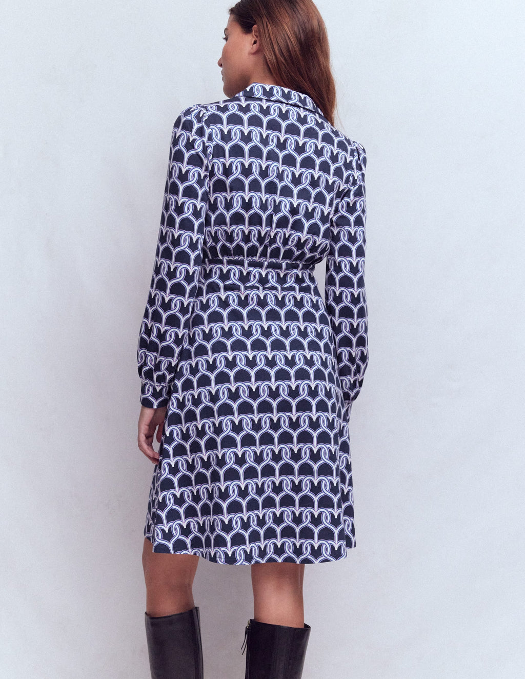 Orla Short Jersey Shirt Dress-French Navy, Heart Link