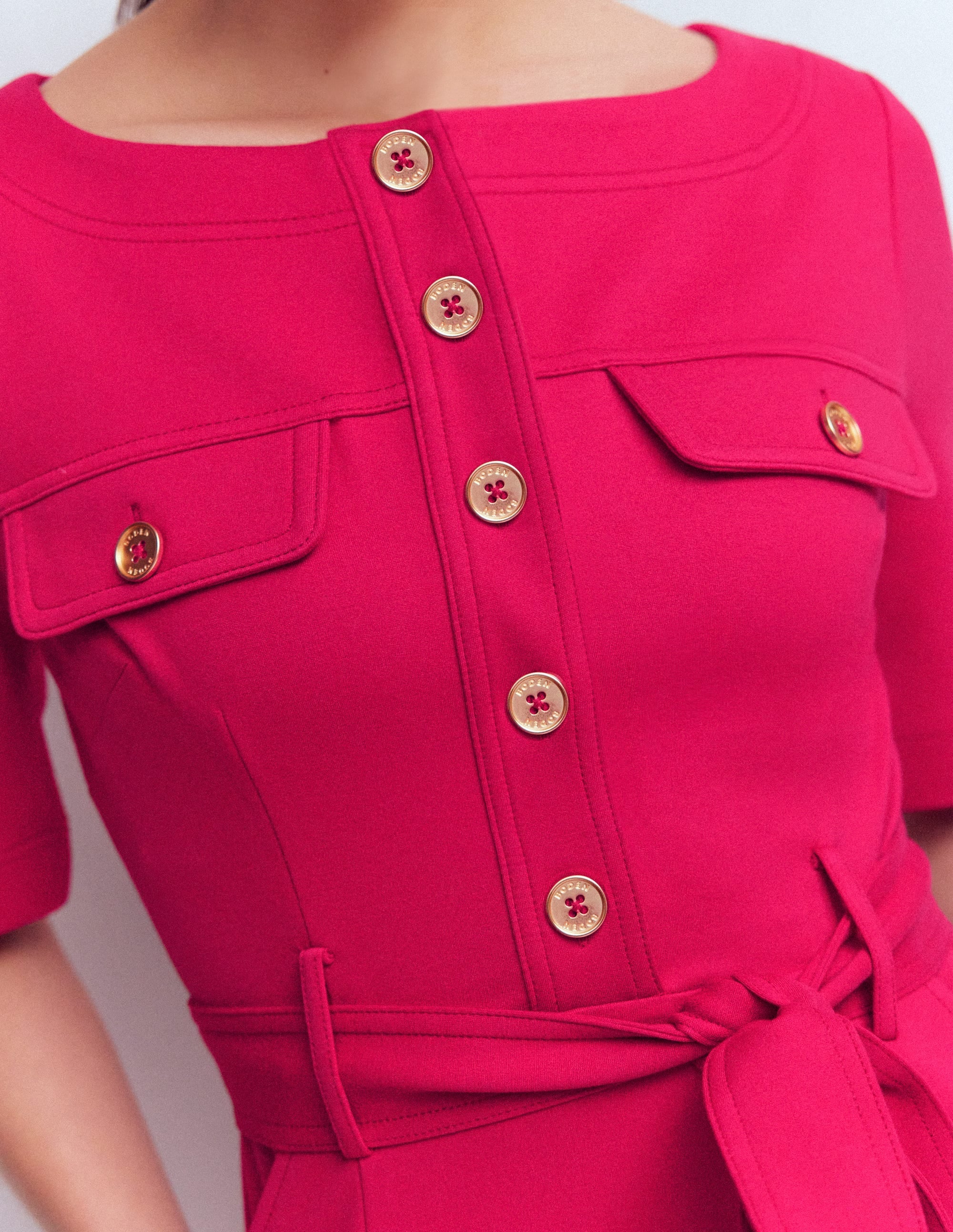 Bria Ponte Shift Dress-Pomegranate