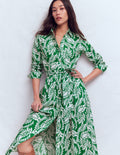 Alexa Cotton Midi Shirt Dress-Fresh Green, Scattered Vine