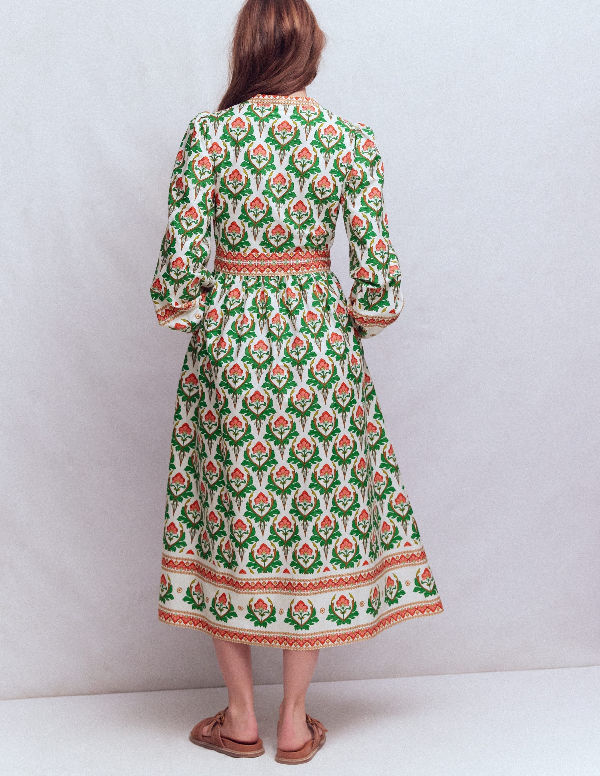 Cary Cotton Midi Dress-Multi, Ornamental Stamp