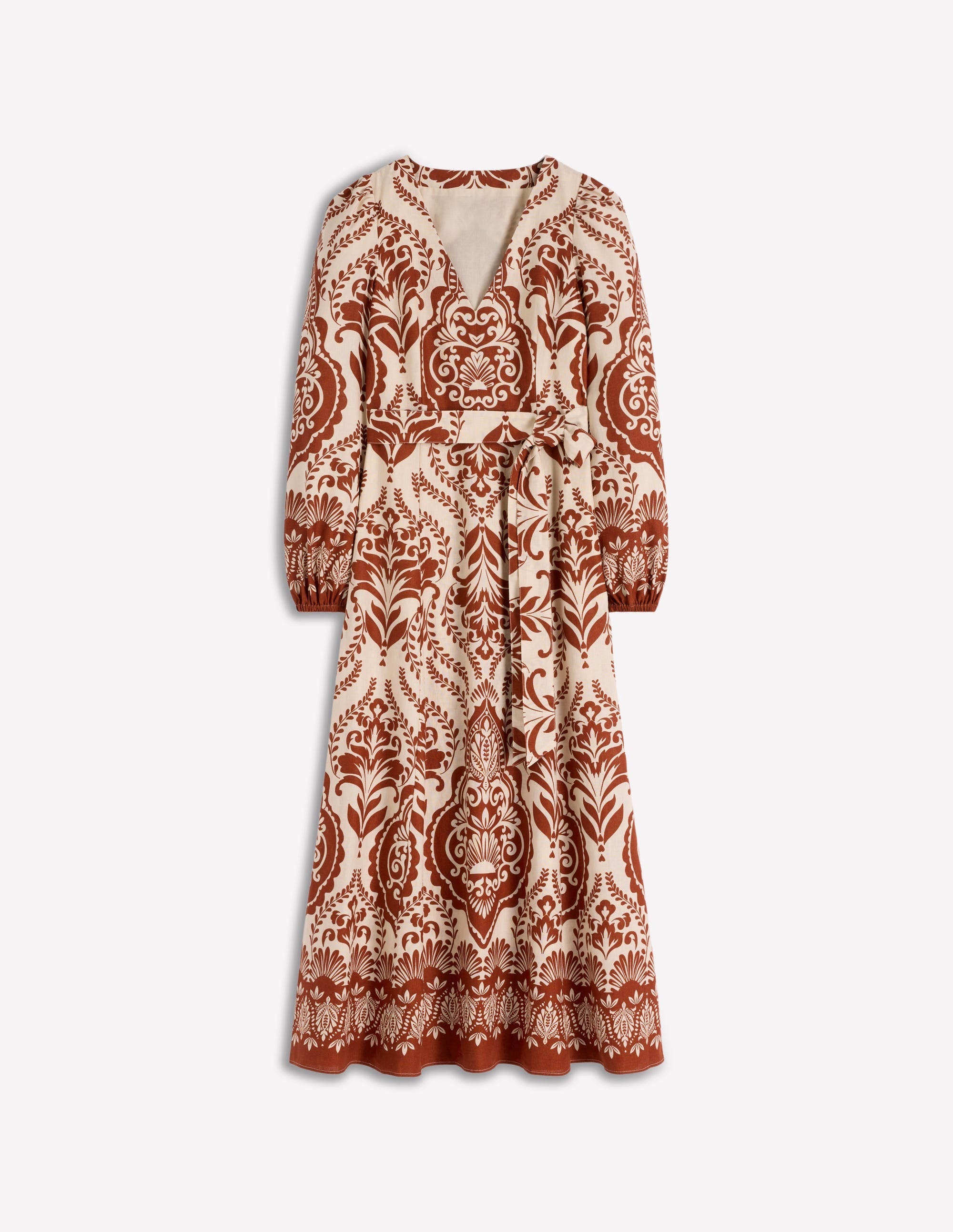 Florence Linen Blend Dress-Orange, Ornamental Garden