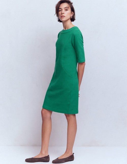 Nessa Ottoman Shift Dress-Jewel Green
