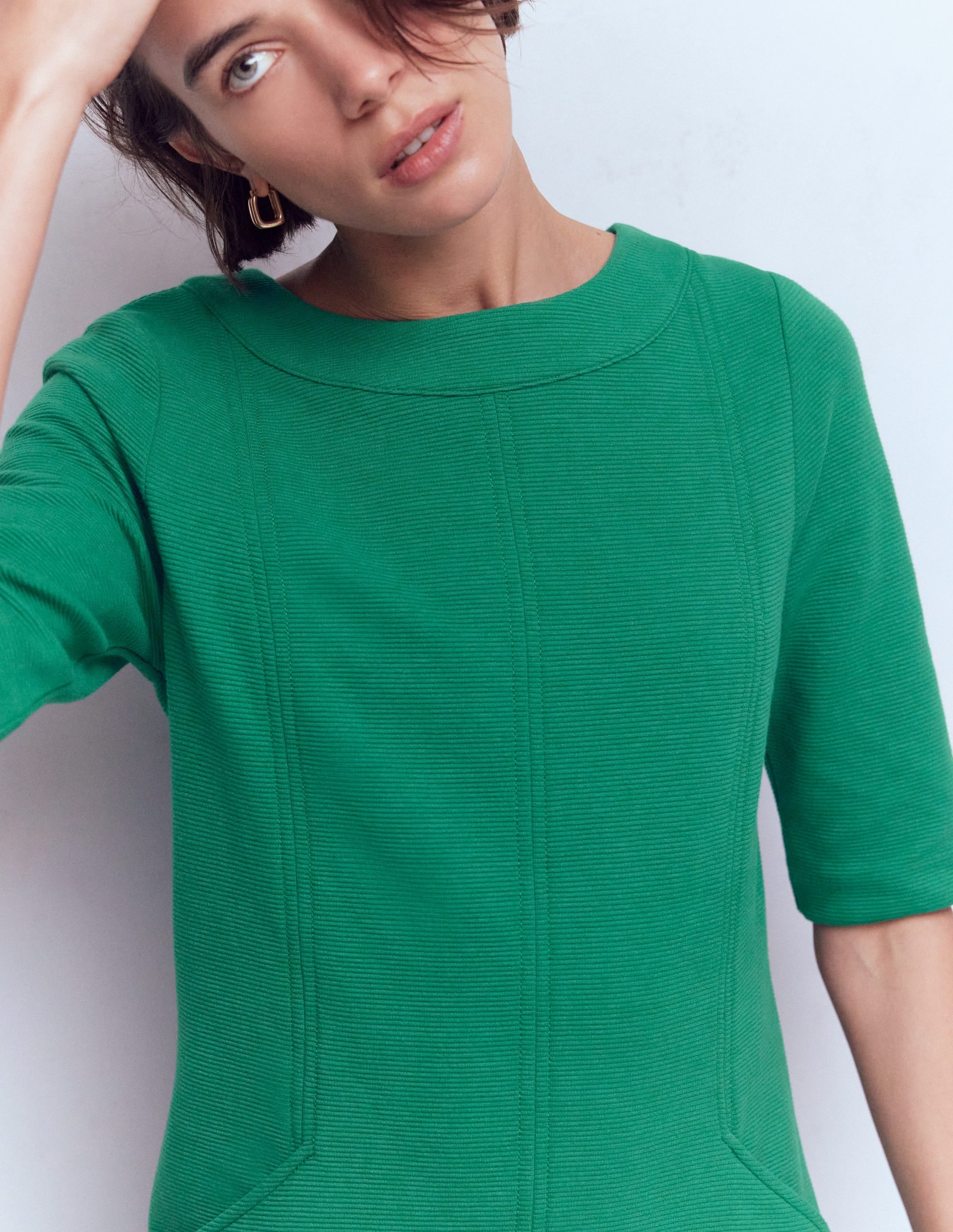 Nessa Ottoman Shift Dress-Jewel Green