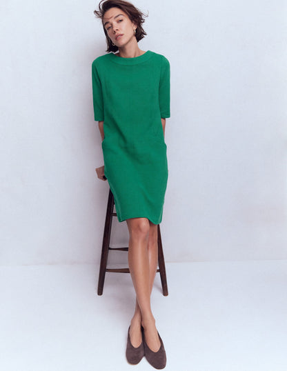Nessa Ottoman Shift Dress-Jewel Green