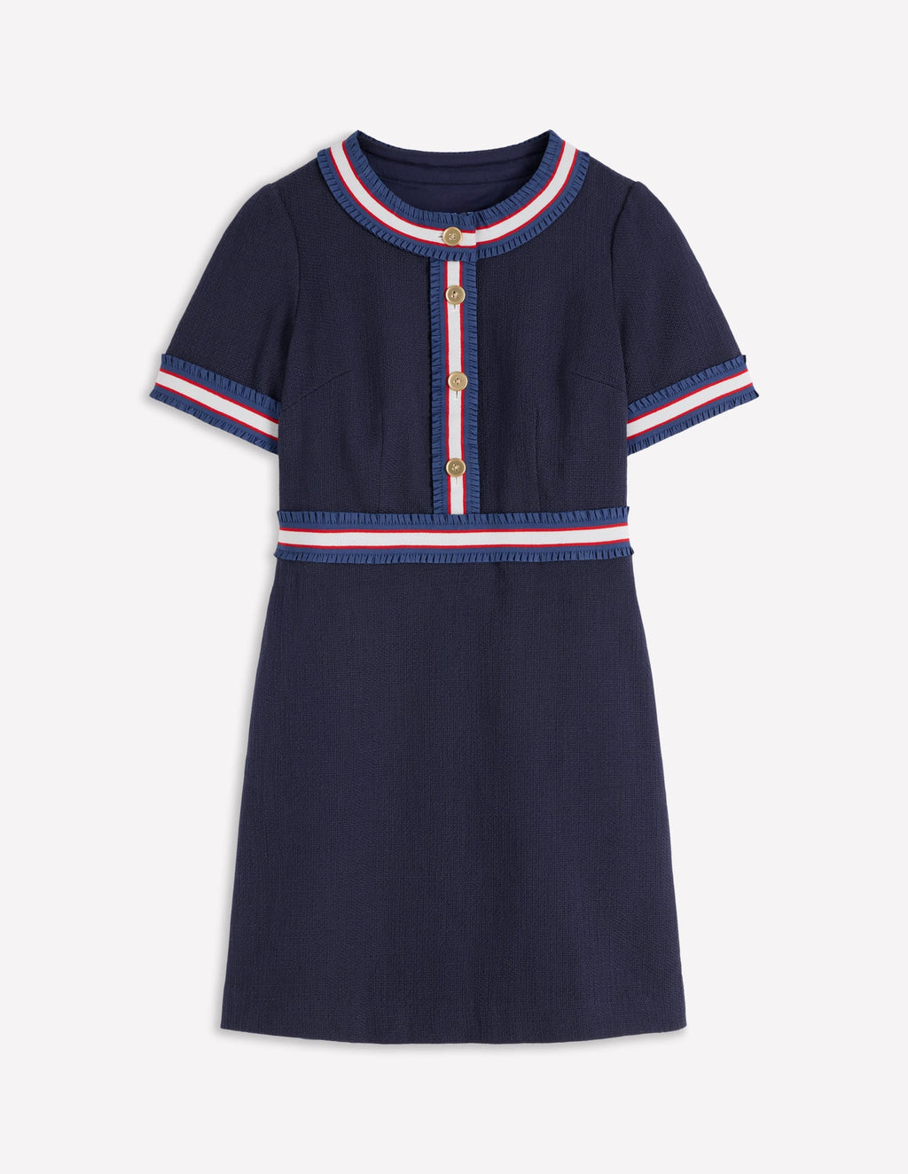 Button Short Dress-Navy