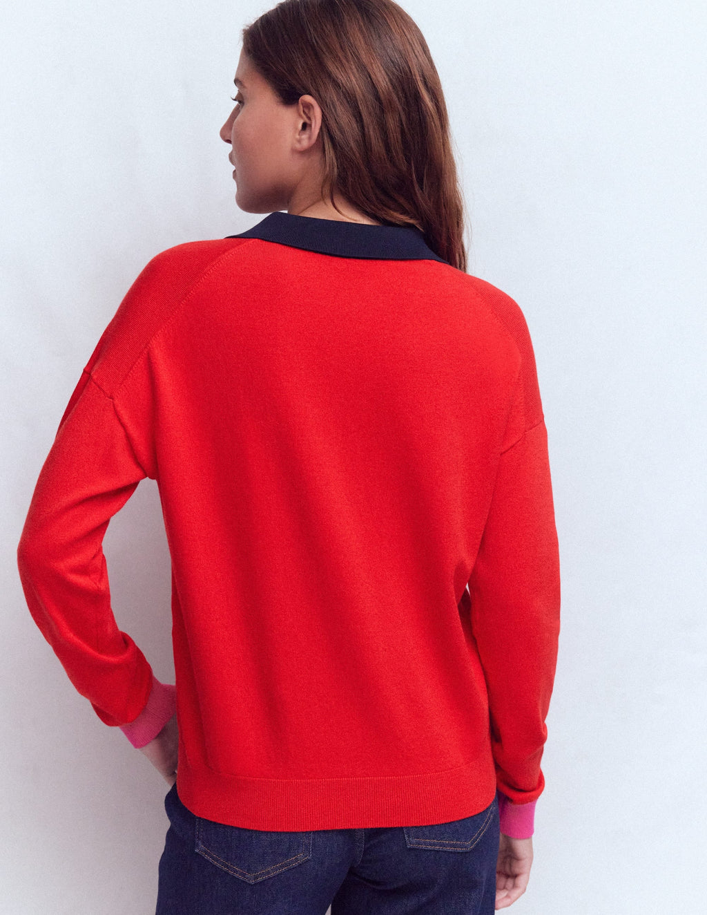 Lara Cotton Henley Jumper-Red