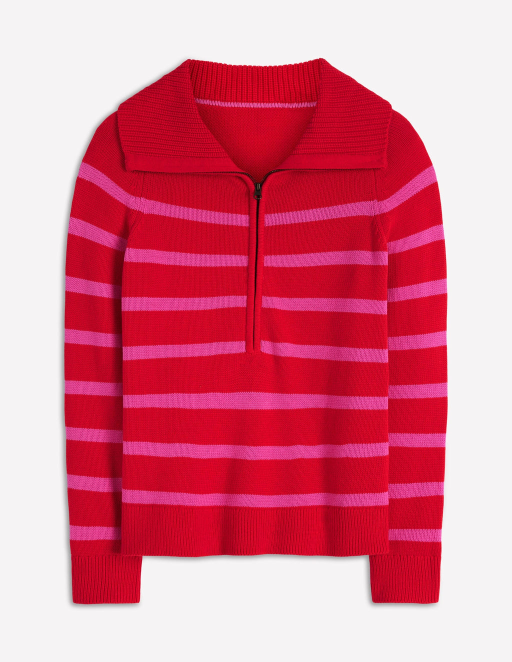 Lucy Half Zip Sweater-Pink/ Red