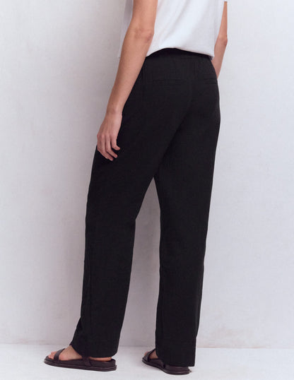 Pull On Double Cloth Pants-Black