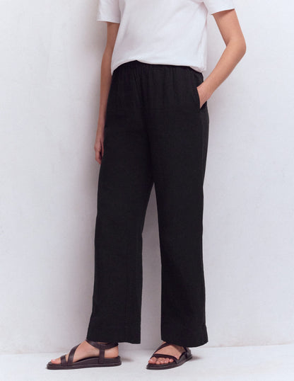 Pull On Double Cloth Pants-Black