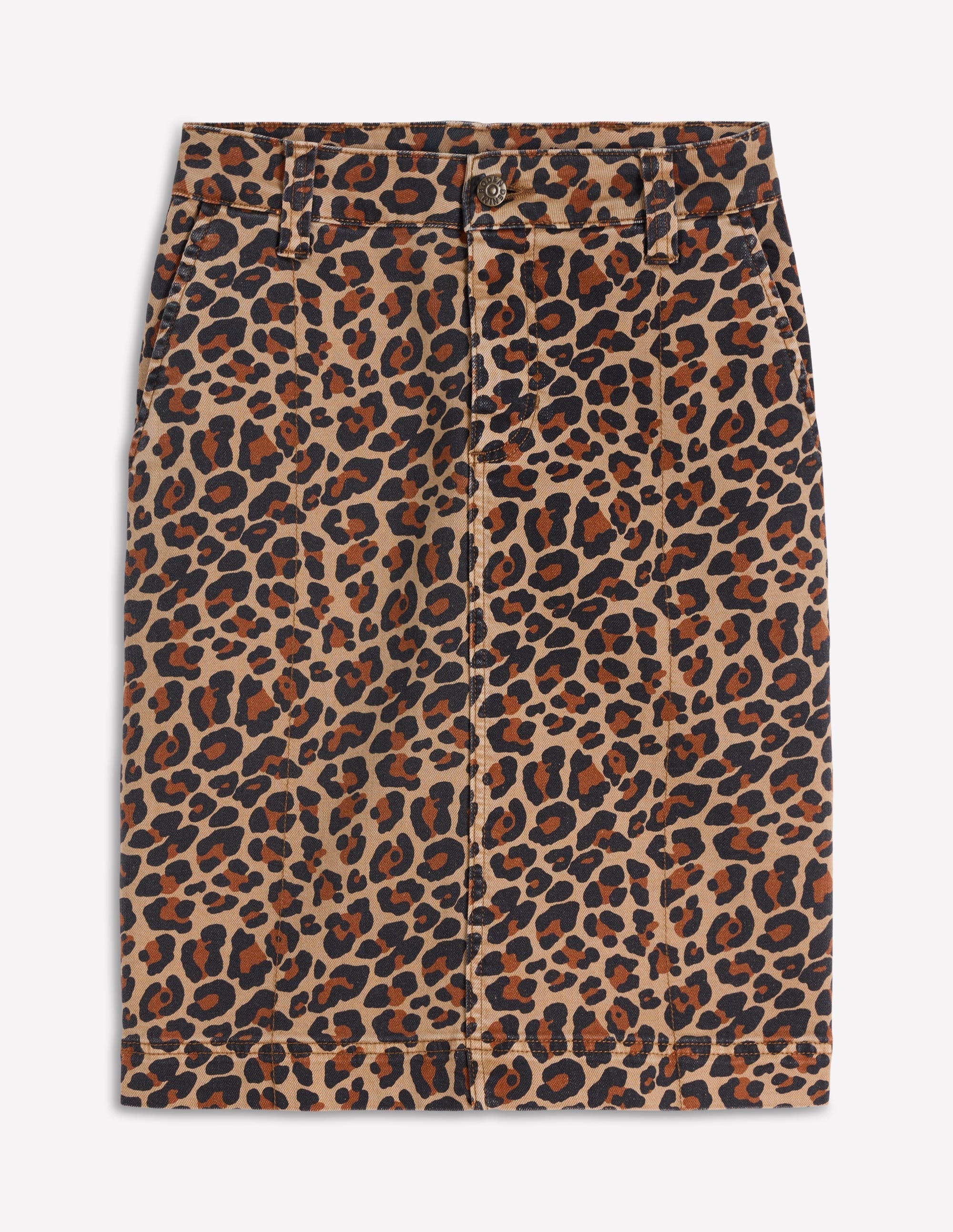 Straight Denim Skirt-Animal Print