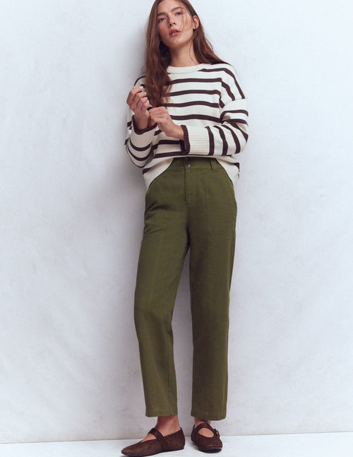 Straight Leg Chino Pants-Woodland Green Herringbone