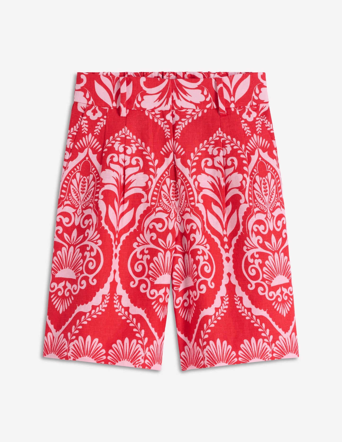 Kensington Linen Shorts-Poppy Red, Ornamental Garden