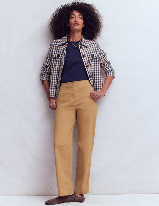 Barrel Leg Chino Pants-Cappuccino