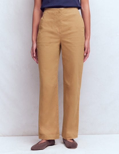 Barrel Leg Chino Pants-Cappuccino