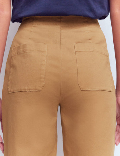 Barrel Leg Chino Pants-Cappuccino