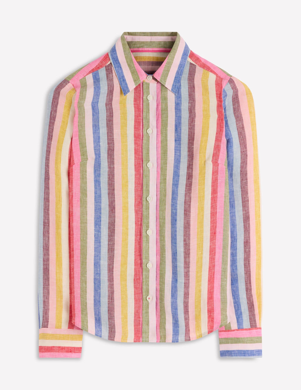 Sienna Linen Shirt-Pink, Green, Purple Multi