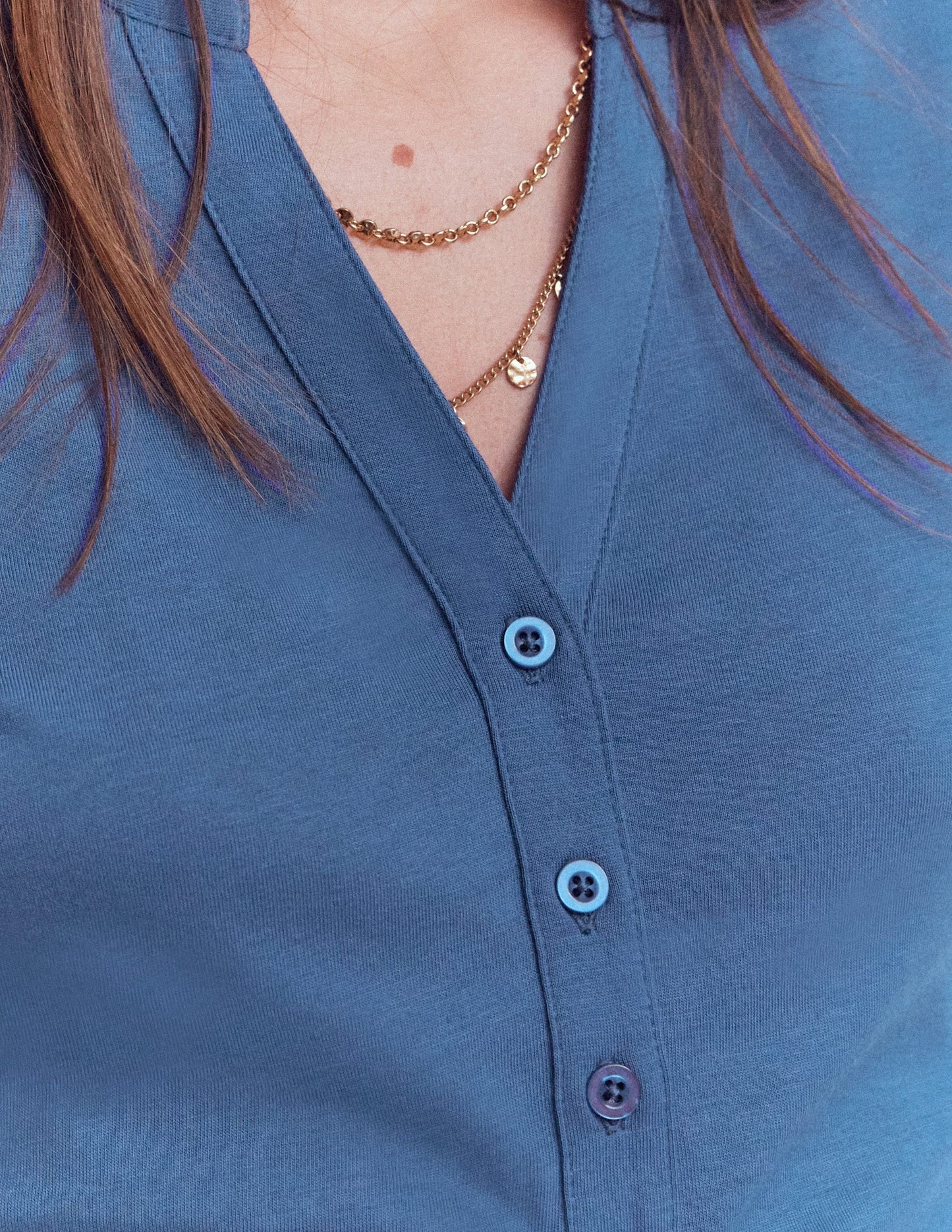 Supersoft Short Sleeve Henley-Denim Blue