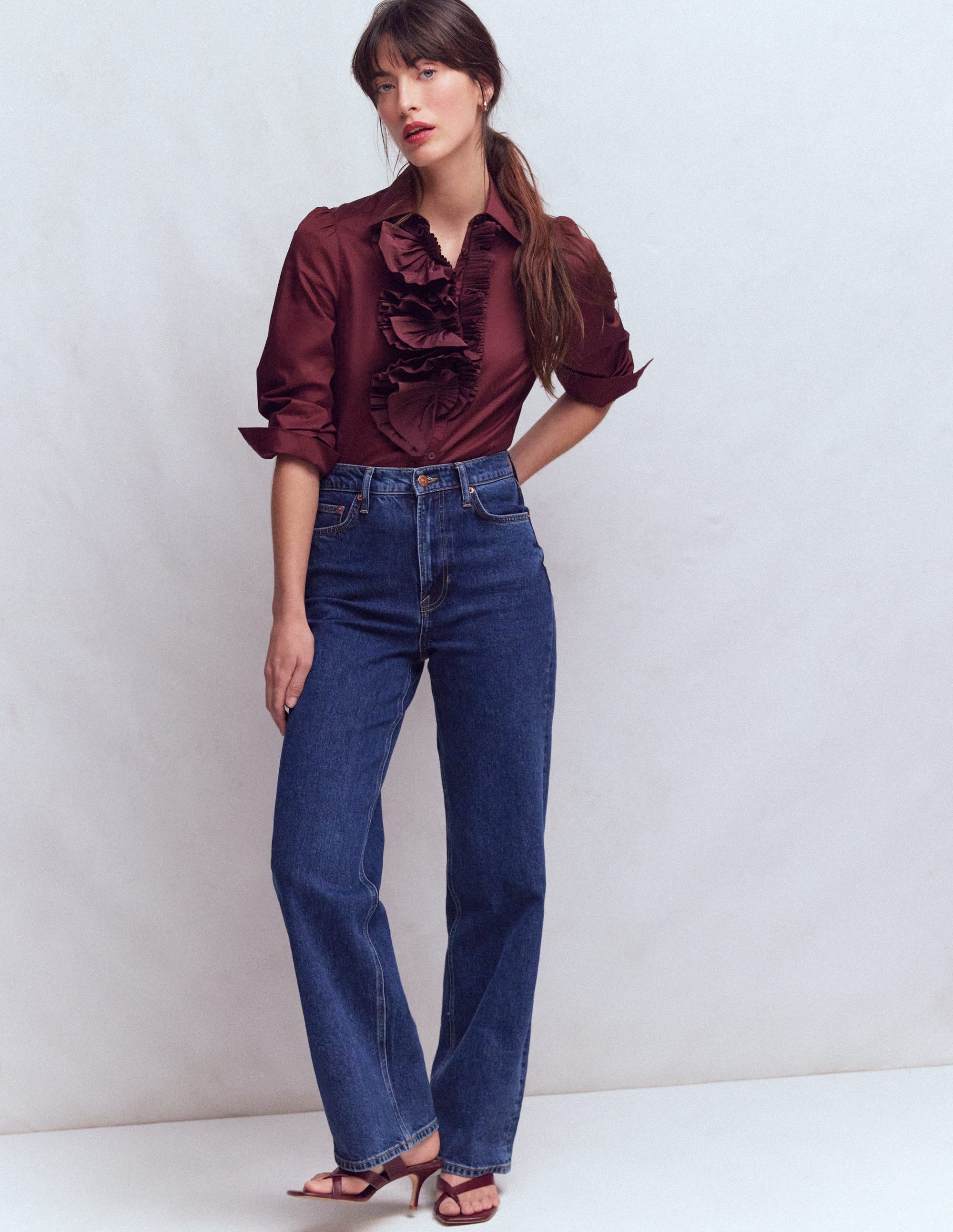 Cara Ruffle Shirt-Deep Wisteria