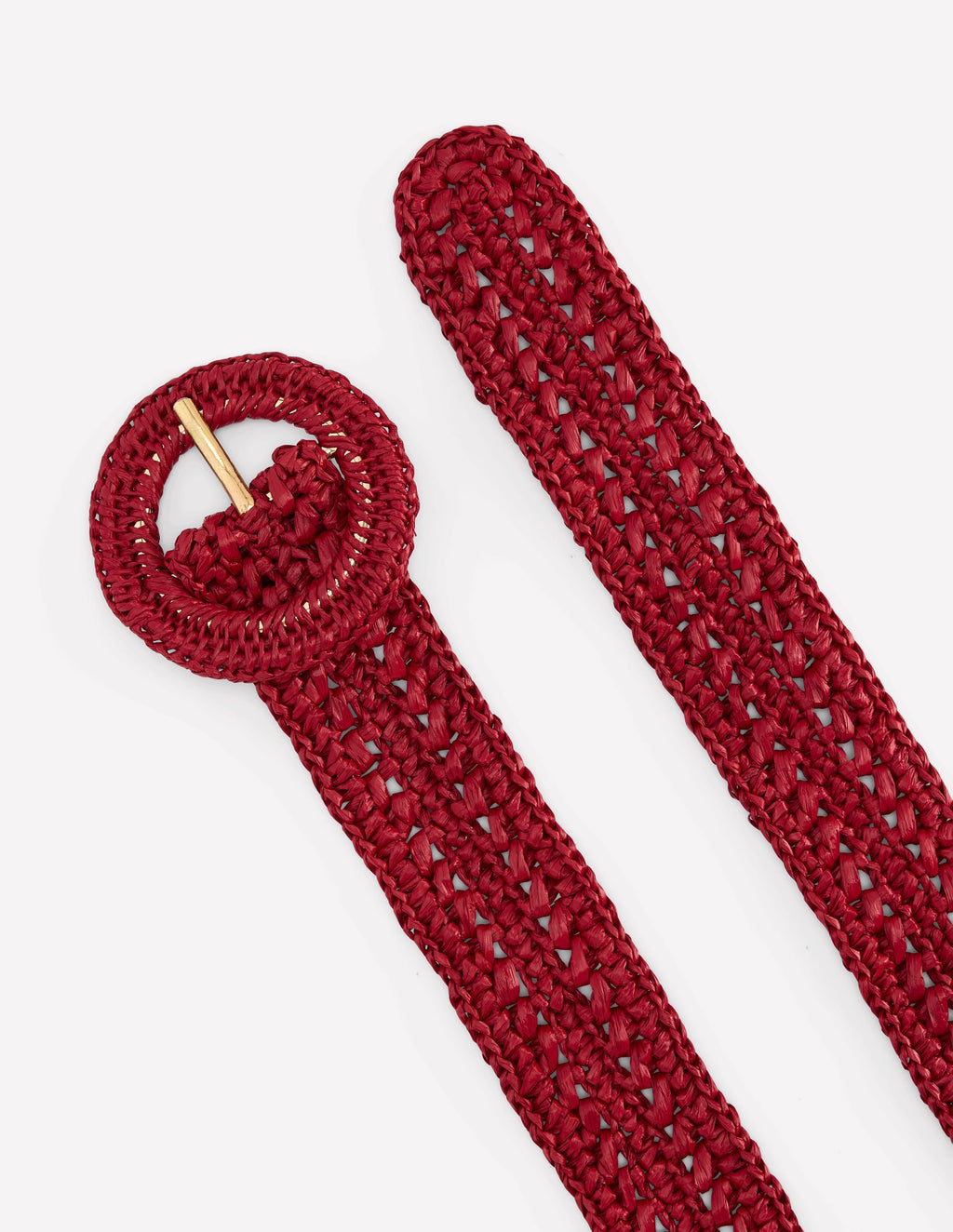 Interest Raffia Belt-Red