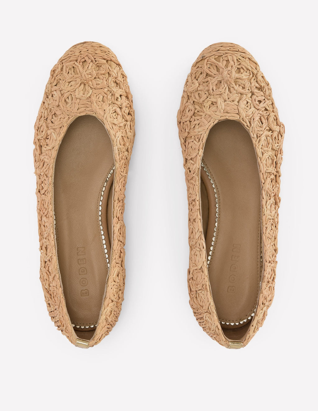 High Cut Ballet Flats-Flower Raffia