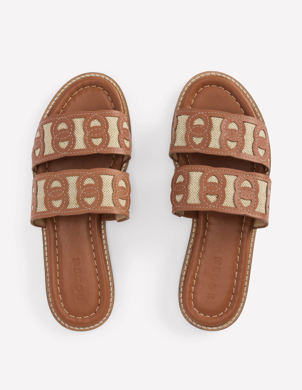 Interlocked Flat Sandal-Tan