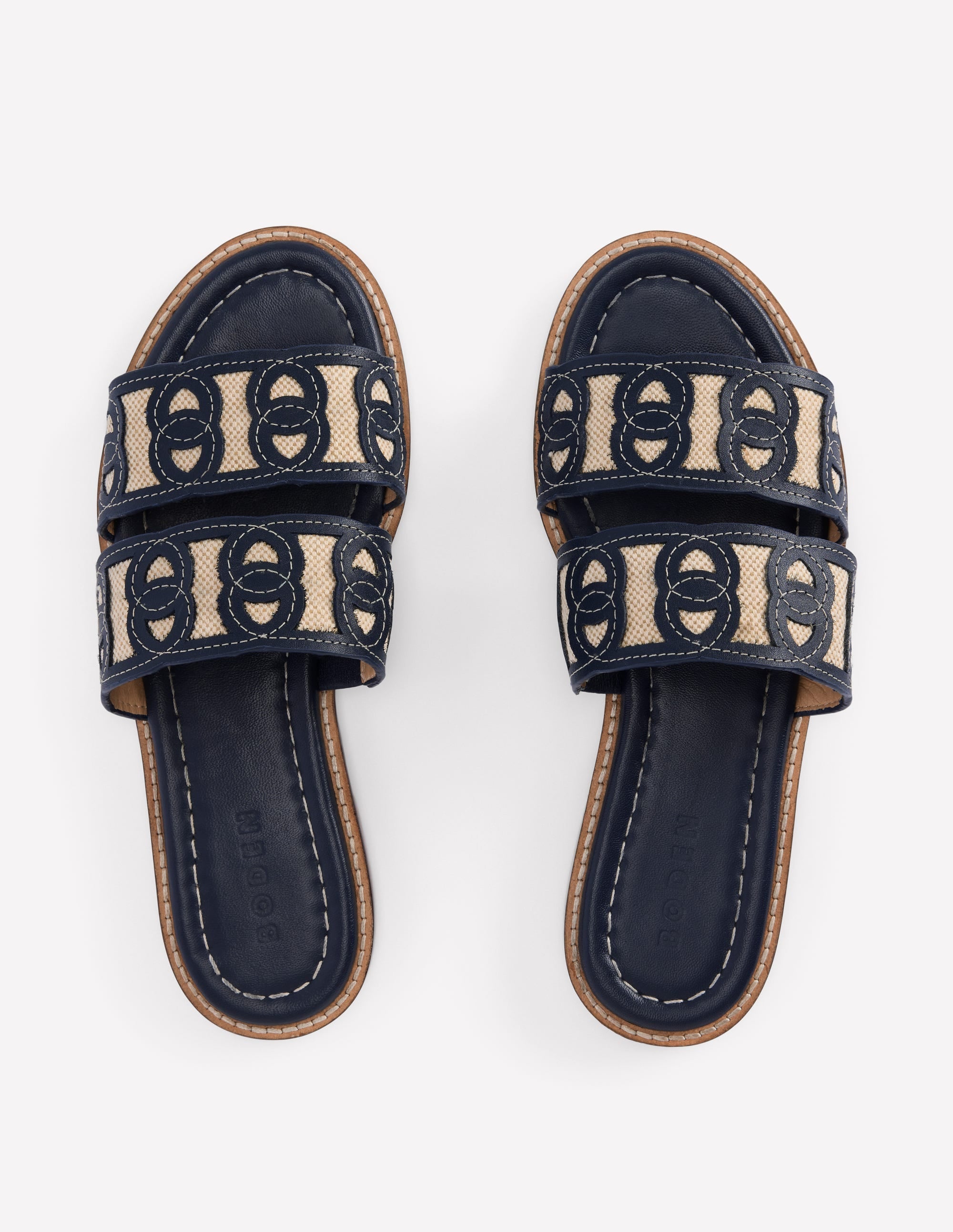 Interlocked Flat Sandal-Navy
