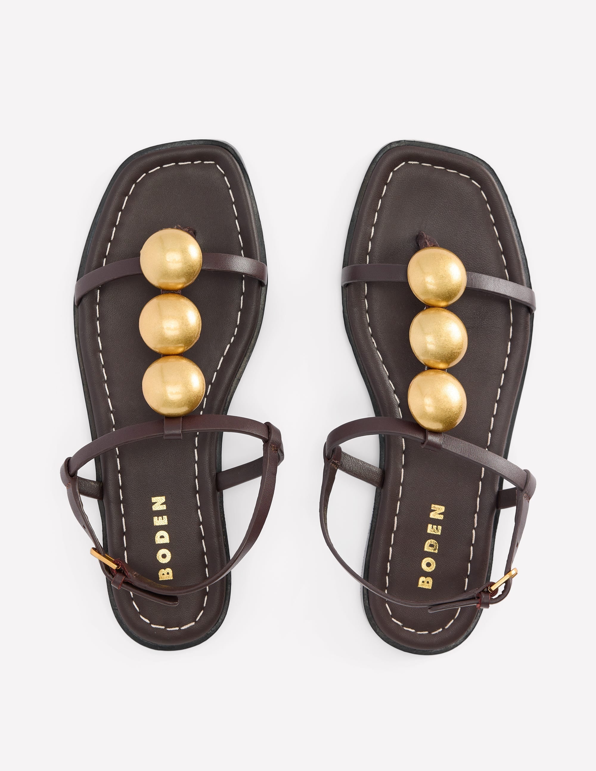 Disc Flat Sandals-Dark Chocolate