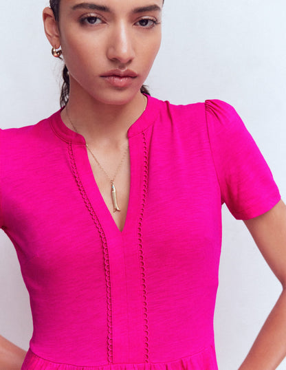 Naomi Short Sleeve Dress-Pink Peony