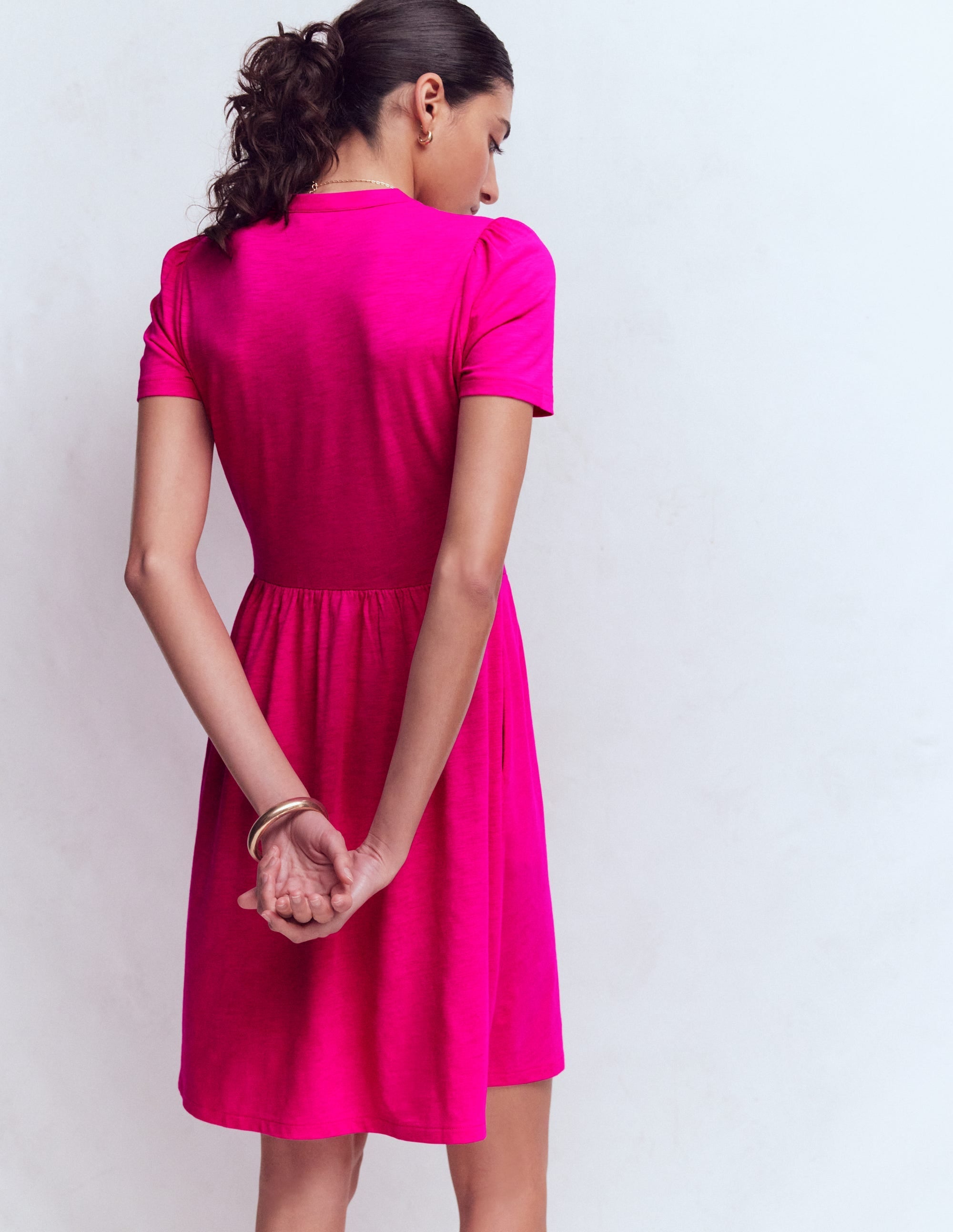 Naomi Short Sleeve Dress-Pink Peony