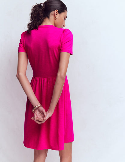 Naomi Short Sleeve Dress-Pink Peony