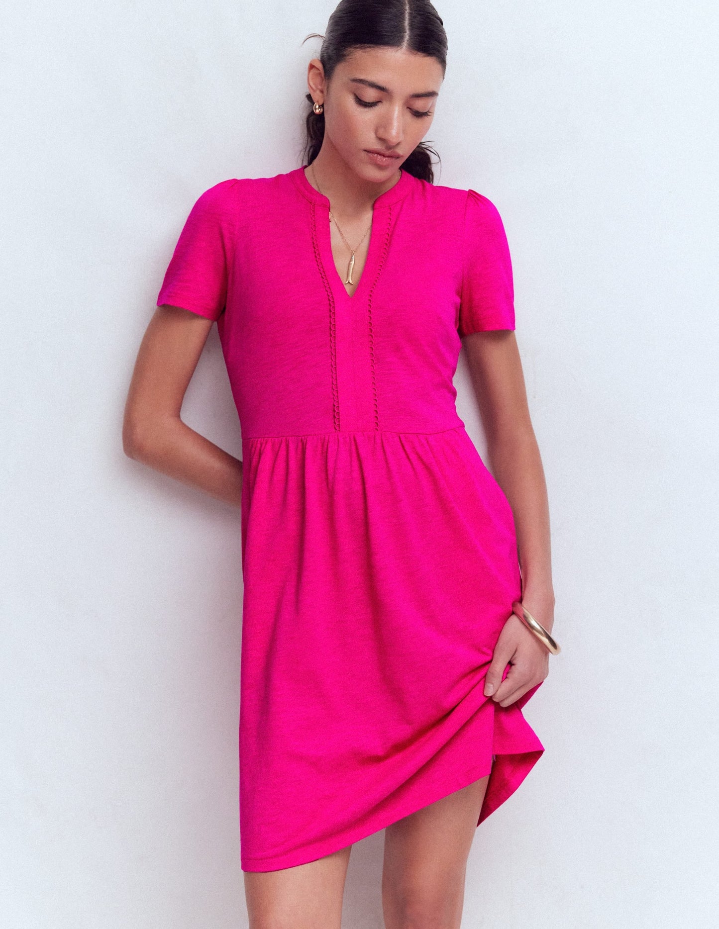 Naomi Short Sleeve Dress-Pink Peony