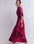 Imelda Kimono Jersey Dress-Pink Peony, Decorative Lattice