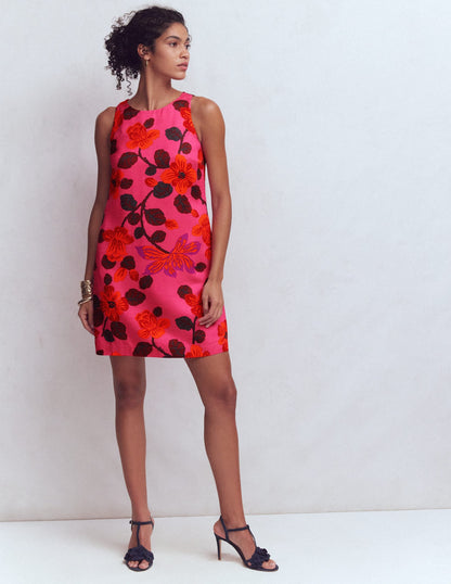 Classic Shift Dress-Pink, Elaborate Blossom