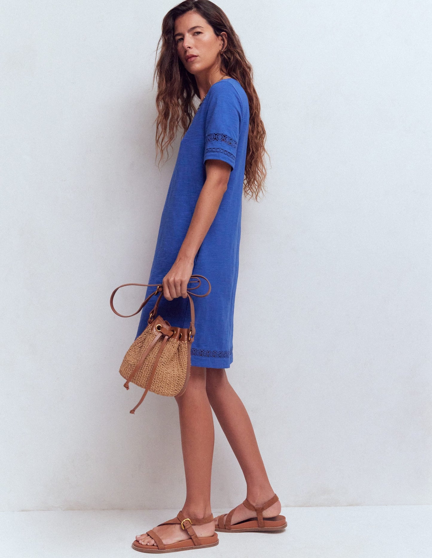 Hattie Jersey T-shirt Dress-Denim Blue