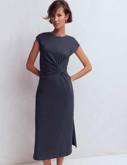Delilah Twisted Midi Dress-Navy