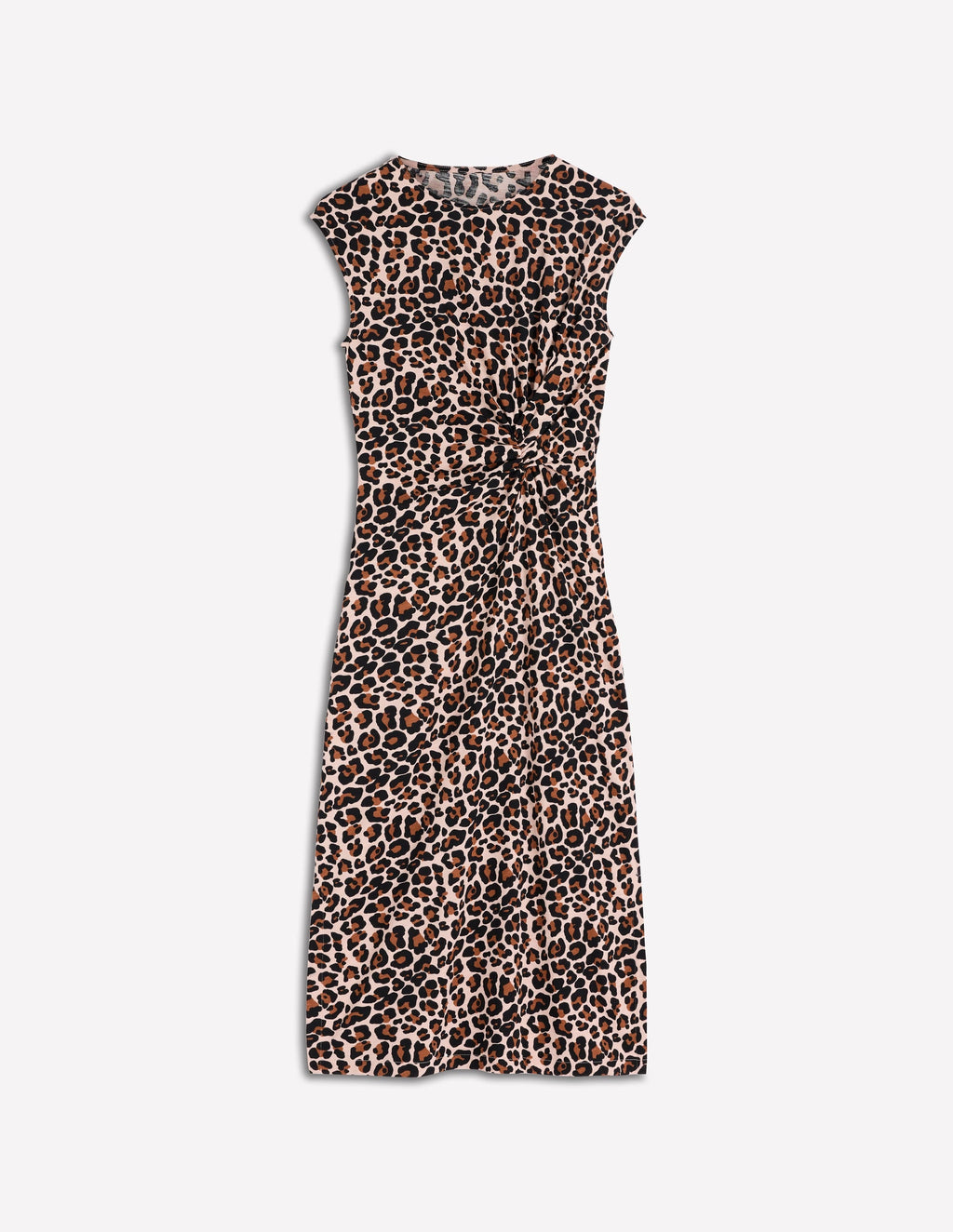 Delilah Twisted Midi Dress-Almond Milk, Cheetah Pop
