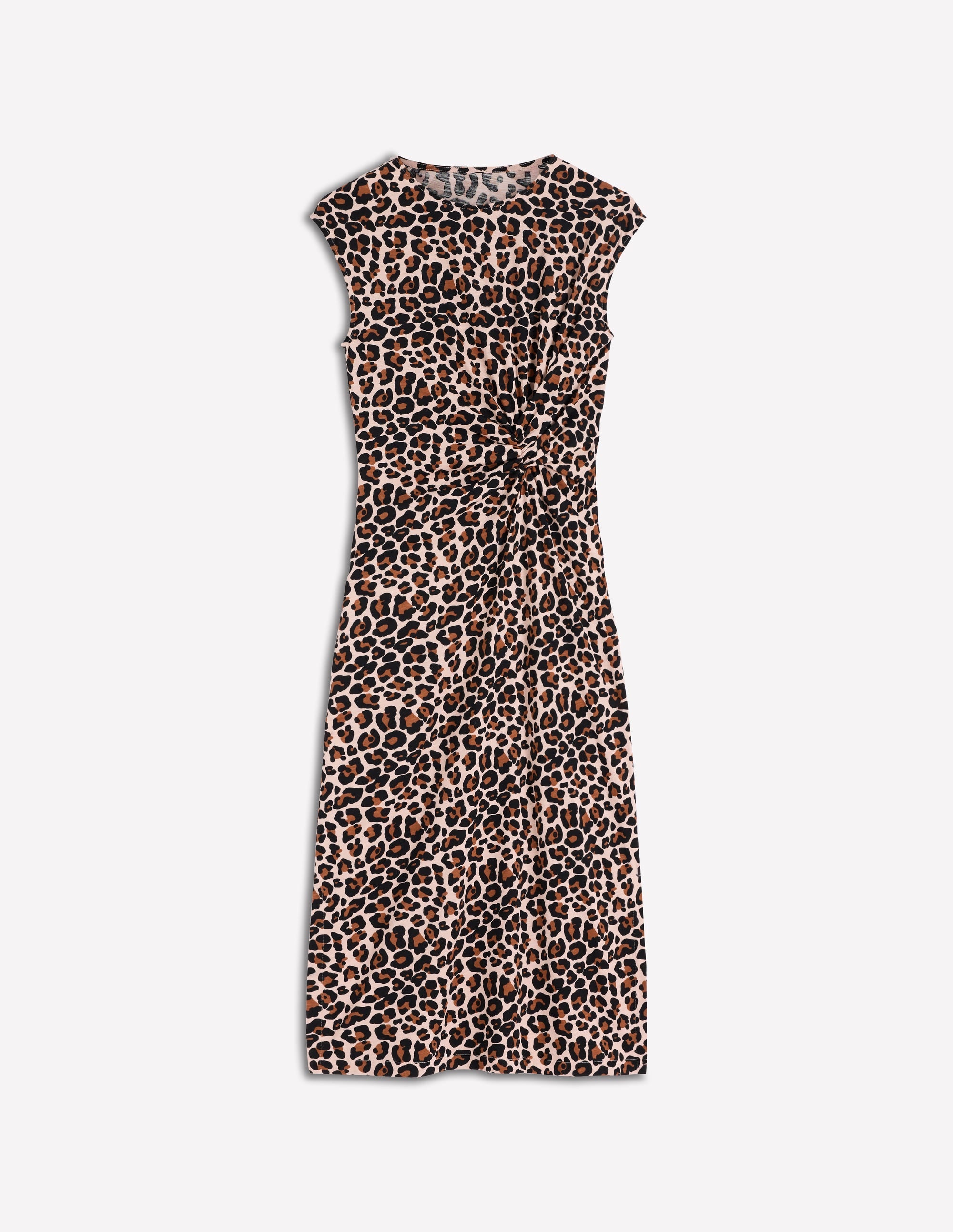 Delilah Twisted Midi Dress-Almond Milk, Cheetah Pop