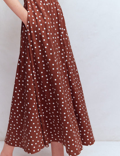 Saoirse Smock Back Dress-Roasted Brown, Painted Dot