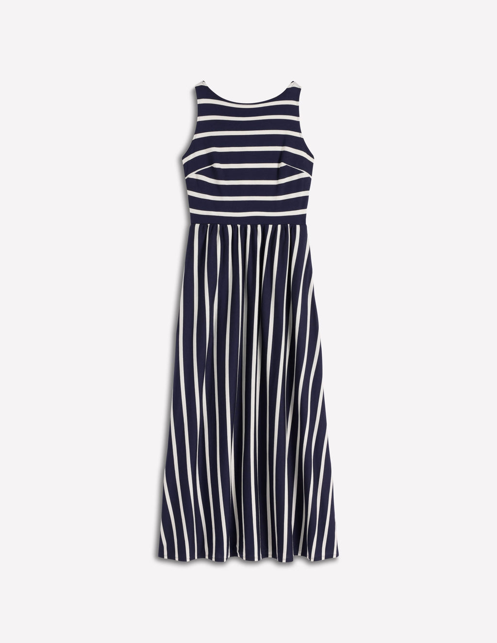 Saoirse Smock Back Dress-Navy, Ivory Stripe