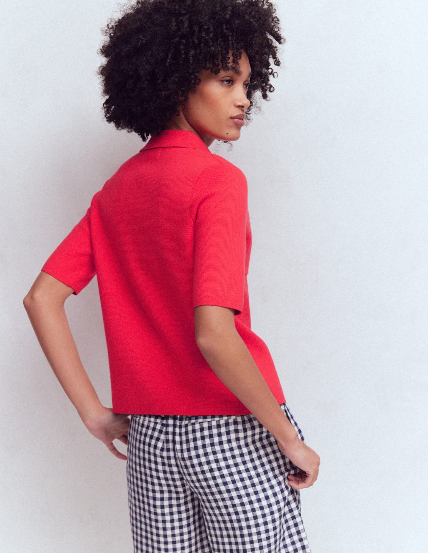 Short Sleeve Knit Shirt-Bright Cherry