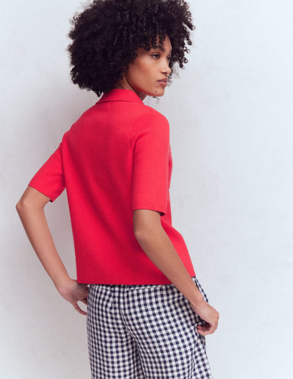Short Sleeve Knit Shirt-Bright Cherry