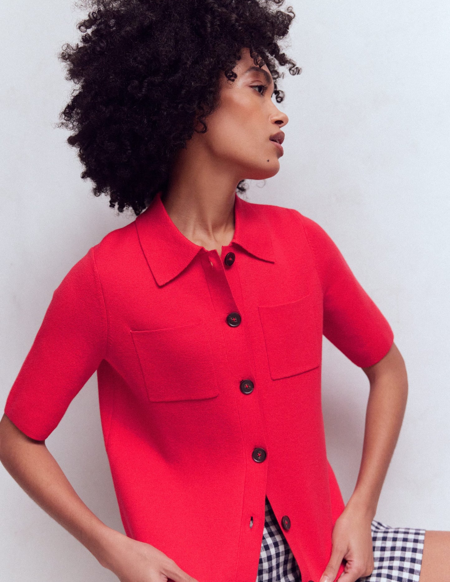 Short Sleeve Knit Shirt-Bright Cherry