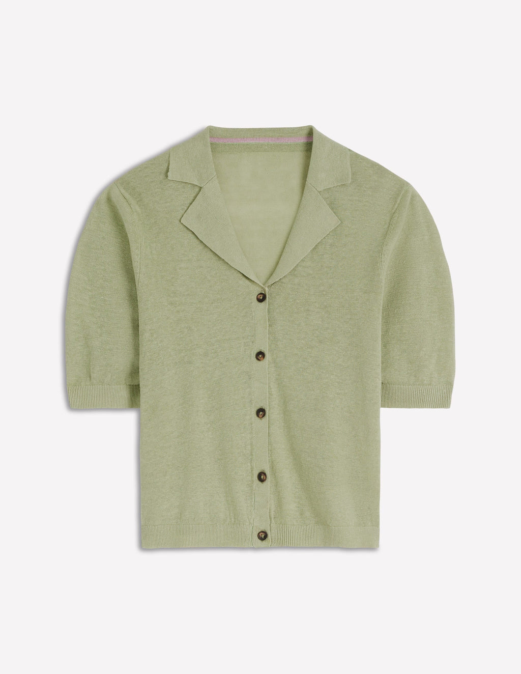 Agnes Collar Linen Cardigan-Green